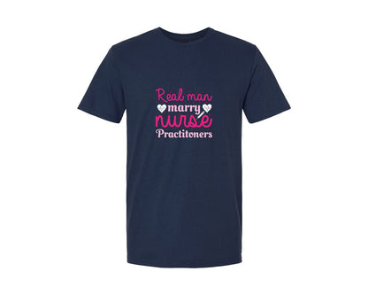 brand:Generic|color:Navy|Real Men Marry Np Nurse Couple Shirt Graphic T-Shirt