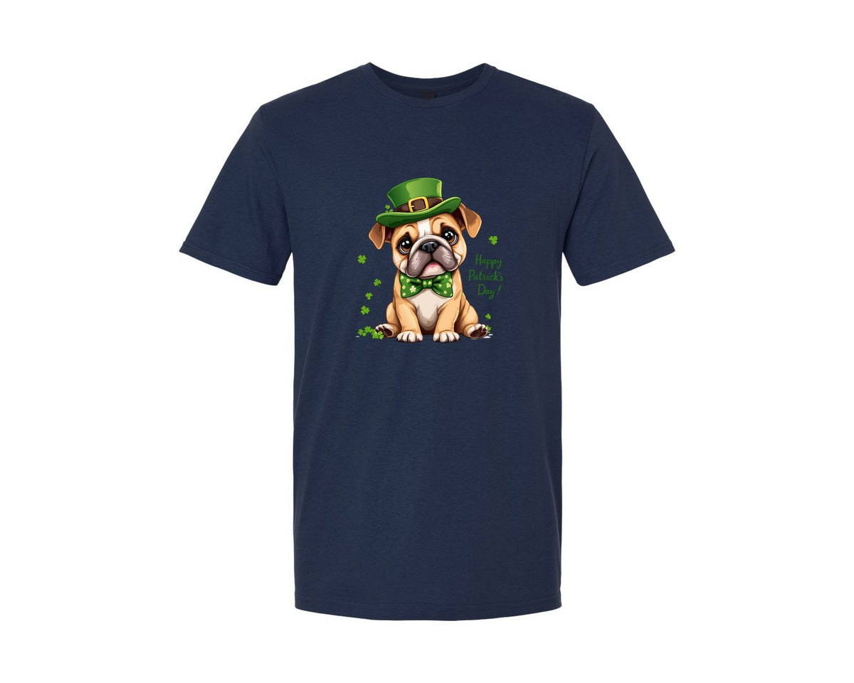 brand:Generic|color:Navy|St Patricks Day Bulldog Graphic T-Shirt