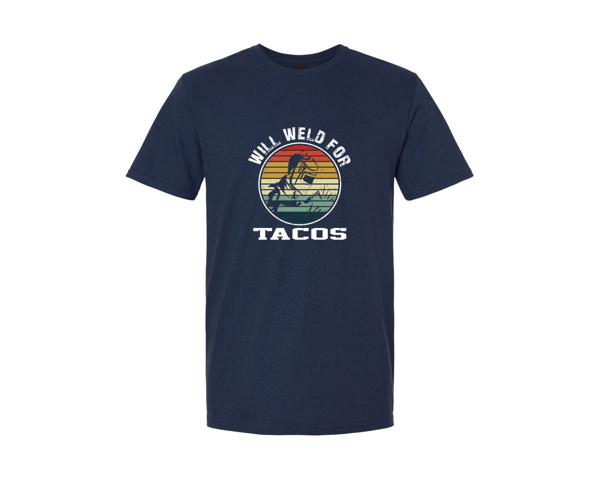 brand:Generic|color:Navy|Funny Welding Will Weld For Tacos Graphic T-Shirt