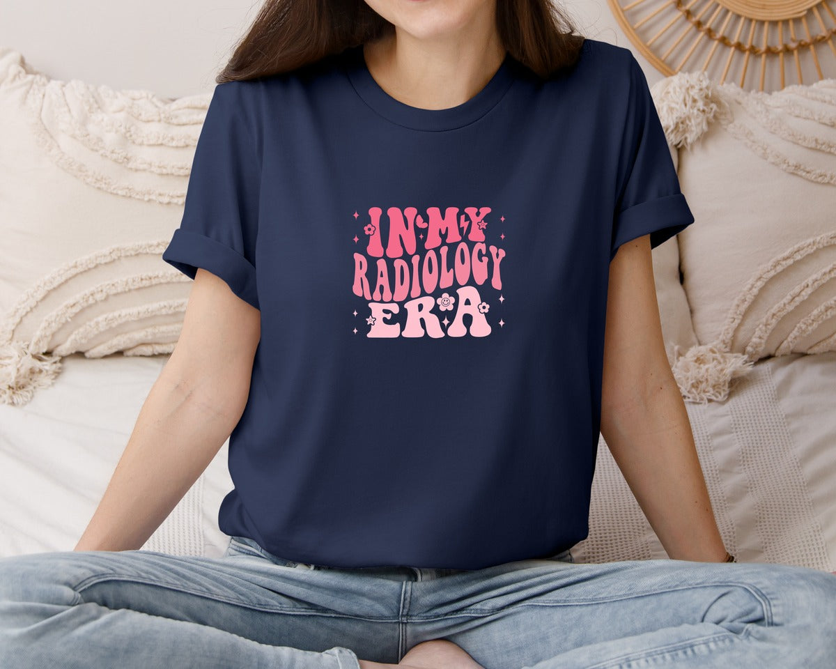 brand:Bella Canvas|color:Navy|In My Radiology Era Retro Wavy T Shi Graphic T-Shirt