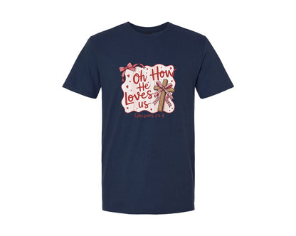 brand:Generic|color:Navy|Oh How He Loved Us Pngglitter Valentine Graphic T-Shirt