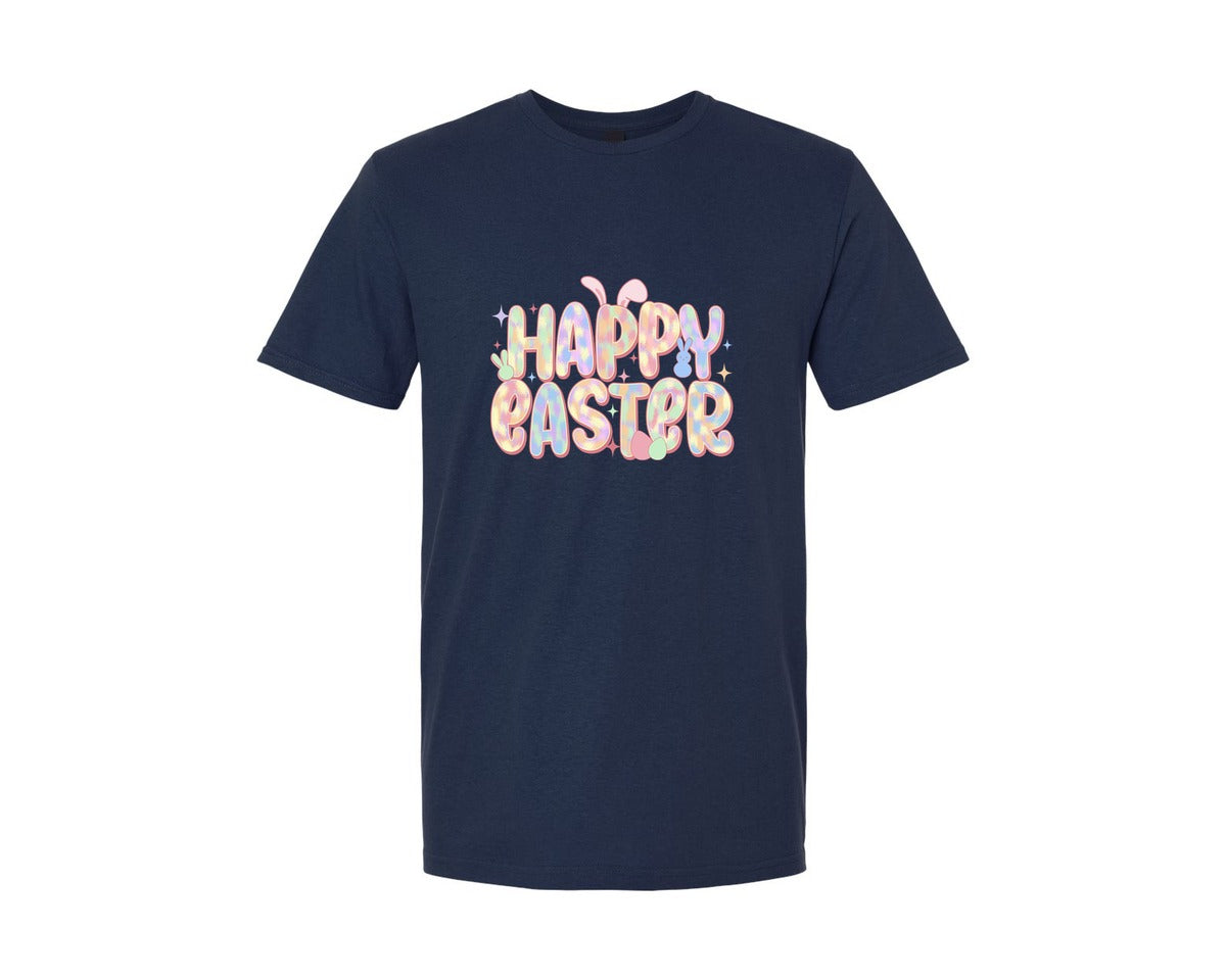 brand:Generic|color:Navy|Happy Easter Pastel Bunny Graphic T-Shirt