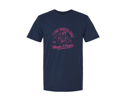 brand:Generic|color:Navy|I Like Horses Dogs And Maybe 3 People Sv Graphic T-Shirt