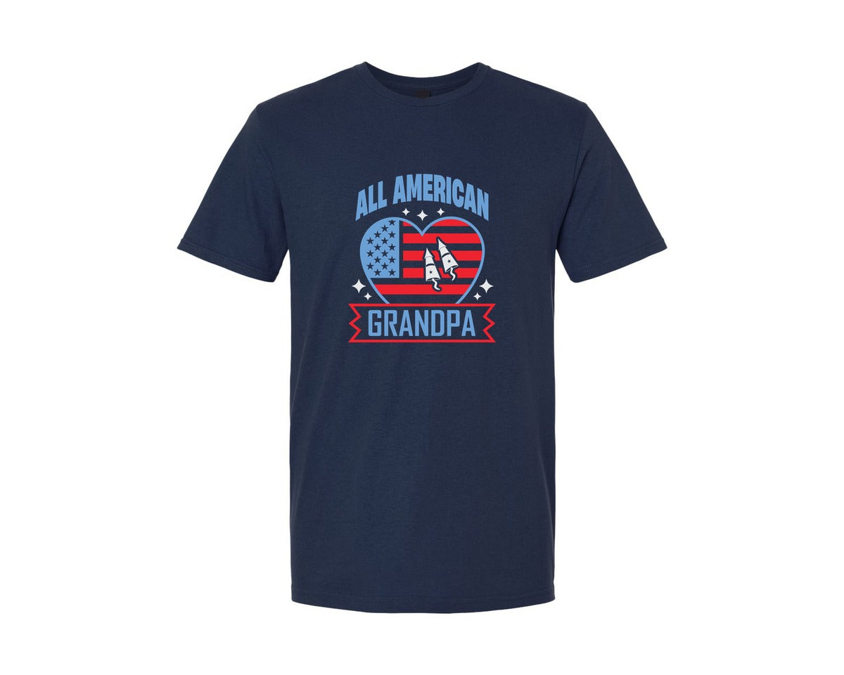 brand:Generic|color:Navy|All American Grandpa T Shirt Design 9 Graphic T-Shirt