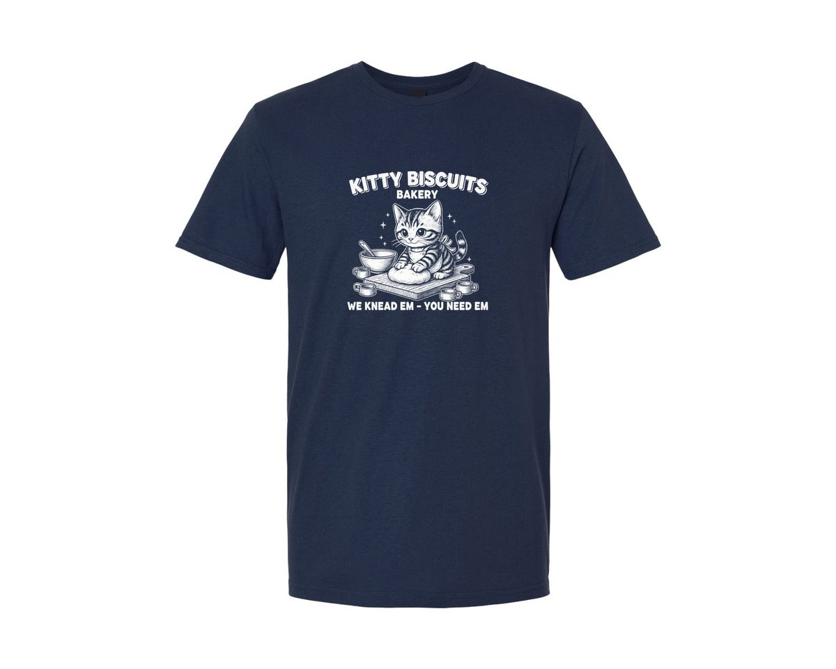 brand:Generic|color:Navy|Kitty Biscuits Bakery We Knead Em Graphic T-Shirt