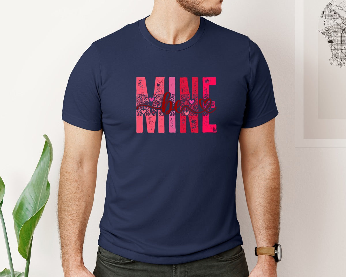 brand:Bella Canvas|color:Navy|Valentine Be Mine Love Graphic T-Shirt