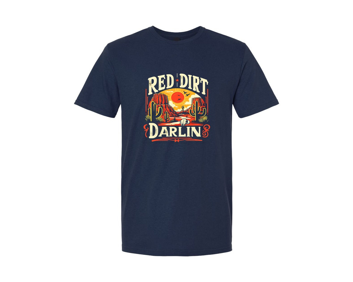 brand:Generic|color:Navy|Red Dirt Country Music Western Graphic T-Shirt