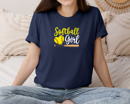 brand:Bella Canvas|color:Navy|Softball Girl T Shirt 2 Graphic T-Shirt