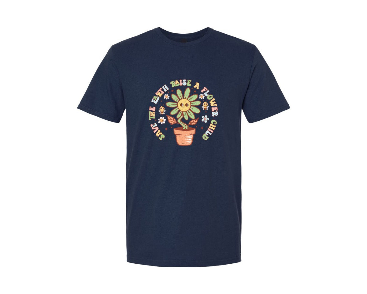 brand:Generic|color:Navy|Earth Day Flowers File Graphic T-Shirt