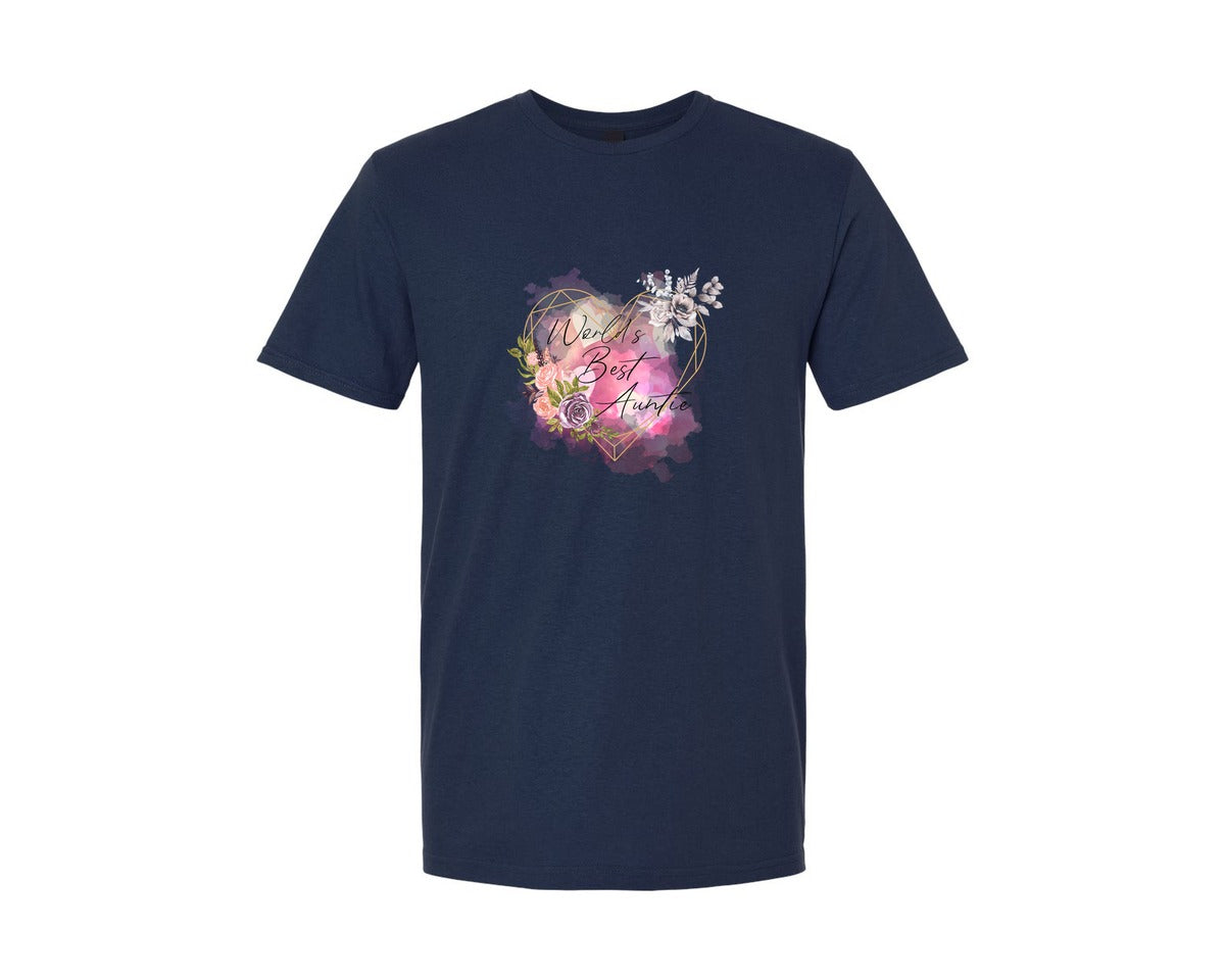brand:Generic|color:Navy|Worlds Best Auntie Heart Graphic T-Shirt