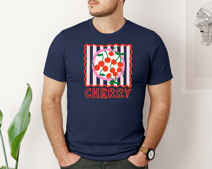 brand:Bella Canvas|color:Navy|Cherry Summer Fruit Print Graphic T-Shirt