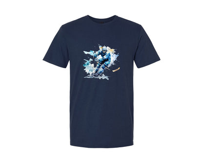 brand:Generic|color:Navy|Colorful Hockey Player Graphic T-Shirt