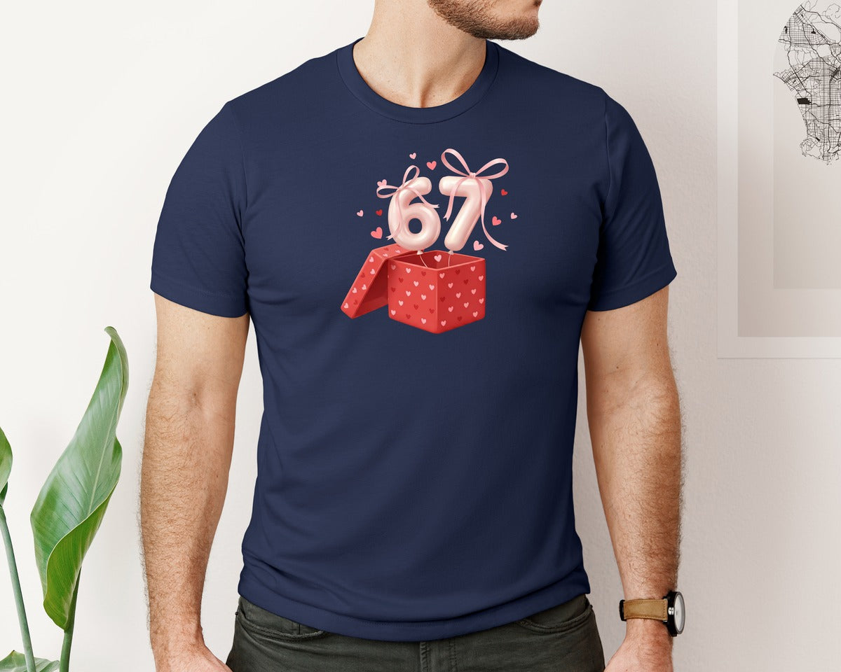 brand:Bella Canvas|color:Navy|Six Seven 67 Viral Meme Valentine Graphic T-Shirt