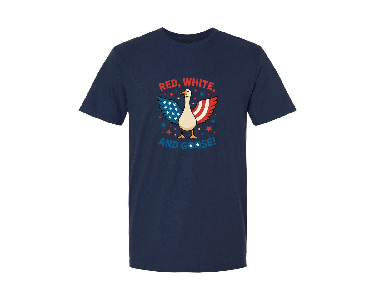 brand:Generic|color:Navy|Patriotic Goose 4Th Of July Coquette Usa Graphic T-Shirt