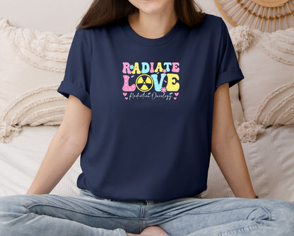 brand:Bella Canvas|color:Navy|Radiation Oncology Love Nurse T Shirt Graphic T-Shirt