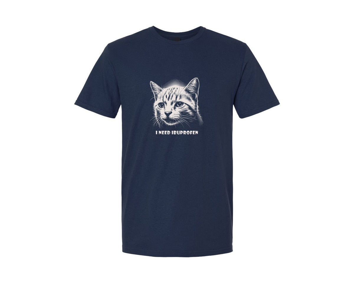 brand:Generic|color:Navy|I Need Ibuprofen Funny Cat T Shirt Graphic T-Shirt