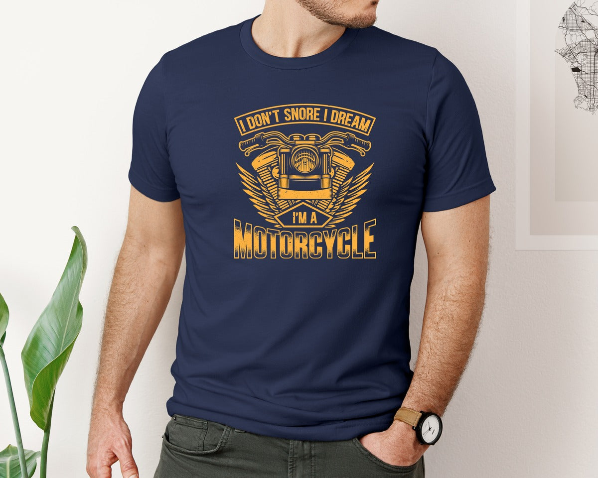 brand:Bella Canvas|color:Navy|Custom Motorcycle T Shirt Design 17 Graphic T-Shirt