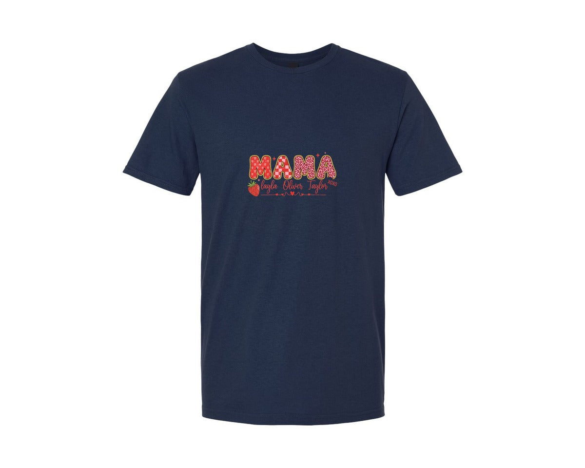 brand:Generic|color:Navy|Preppy Mama Valentine Glitter Graphic T-Shirt