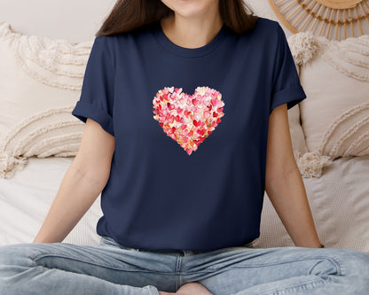 brand:Bella Canvas|color:Navy|Valentine Heart Brushstroke Xoxo Graphic T-Shirt