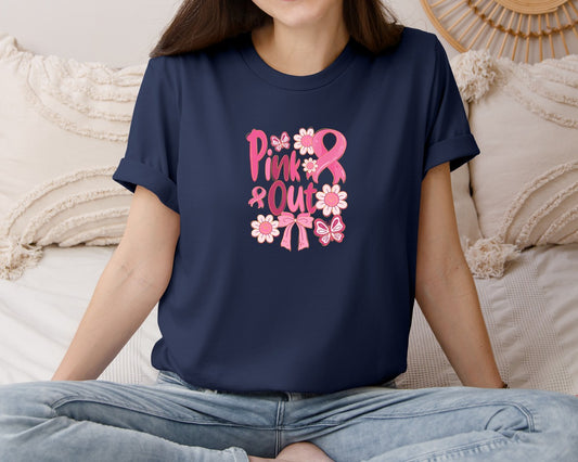 Pink Out Breast Cancer Awareness Graphic T-Shirt