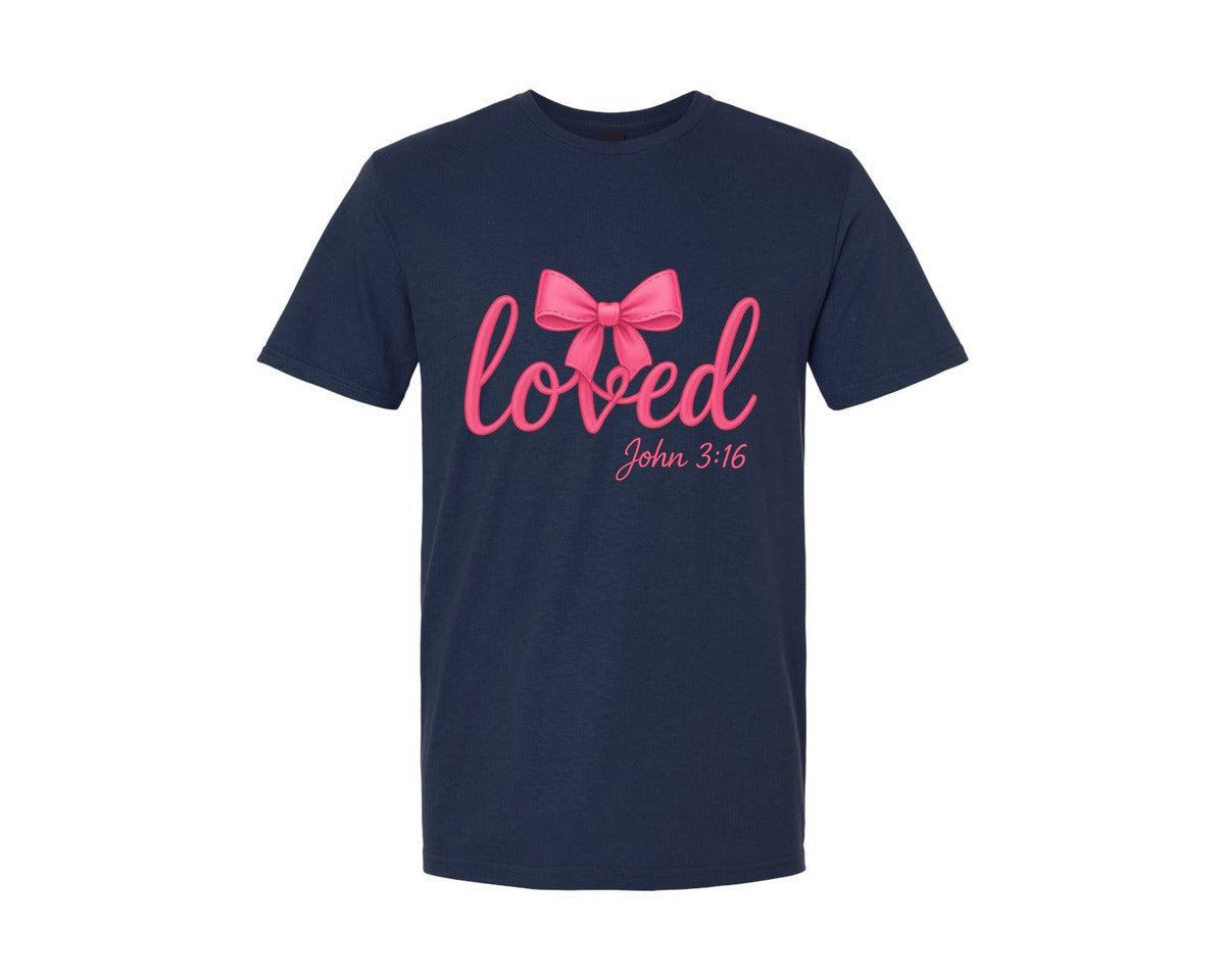 brand:Generic|color:Navy|Loved John 3 16 Christian Valentine 2 Graphic T-Shirt