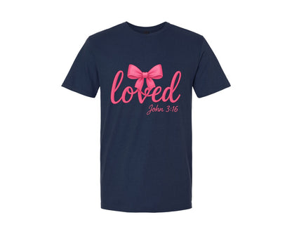 brand:Generic|color:Navy|Loved John 3 16 Christian Valentine 2 Graphic T-Shirt