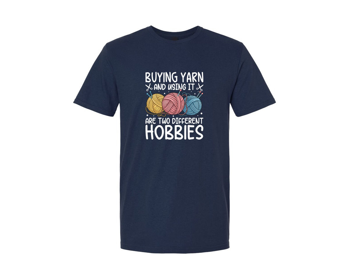 brand:Generic|color:Navy|Buying Yarn And Using It Are Two T Shirt Graphic T-Shirt