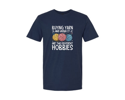 brand:Generic|color:Navy|Buying Yarn And Using It Are Two T Shirt Graphic T-Shirt
