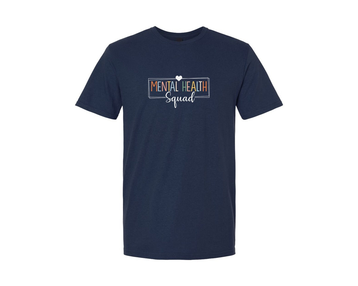 brand:Generic|color:Navy|Mental Health Squad Brain Illness Mental Graphic T-Shirt