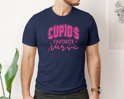 brand:Bella Canvas|color:Navy|Cupids Favorite Nurse Valentine Nurse Graphic T-Shirt