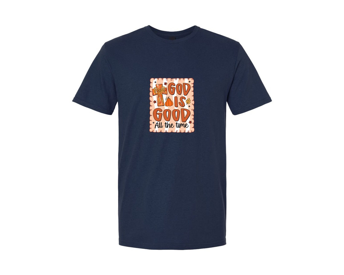 brand:Generic|color:Navy|God Is Good Fall Christian Graphic T-Shirt