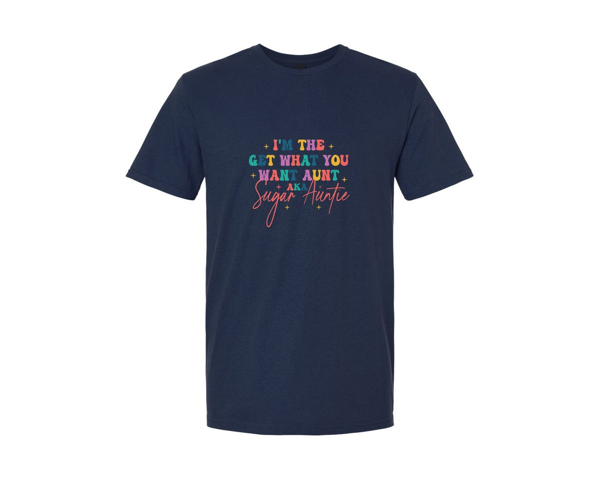 brand:Generic|color:Navy|Sugar Auntie Im The Get What Graphic T-Shirt