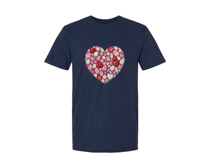 brand:Generic|color:Navy|Diamond Glitter Valentine Heart 13 Graphic T-Shirt