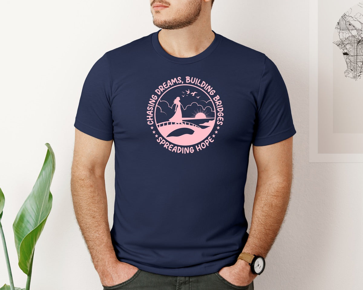 brand:Bella Canvas|color:Navy|Chasing Dreams Building Bridges T Shirt Graphic T-Shirt