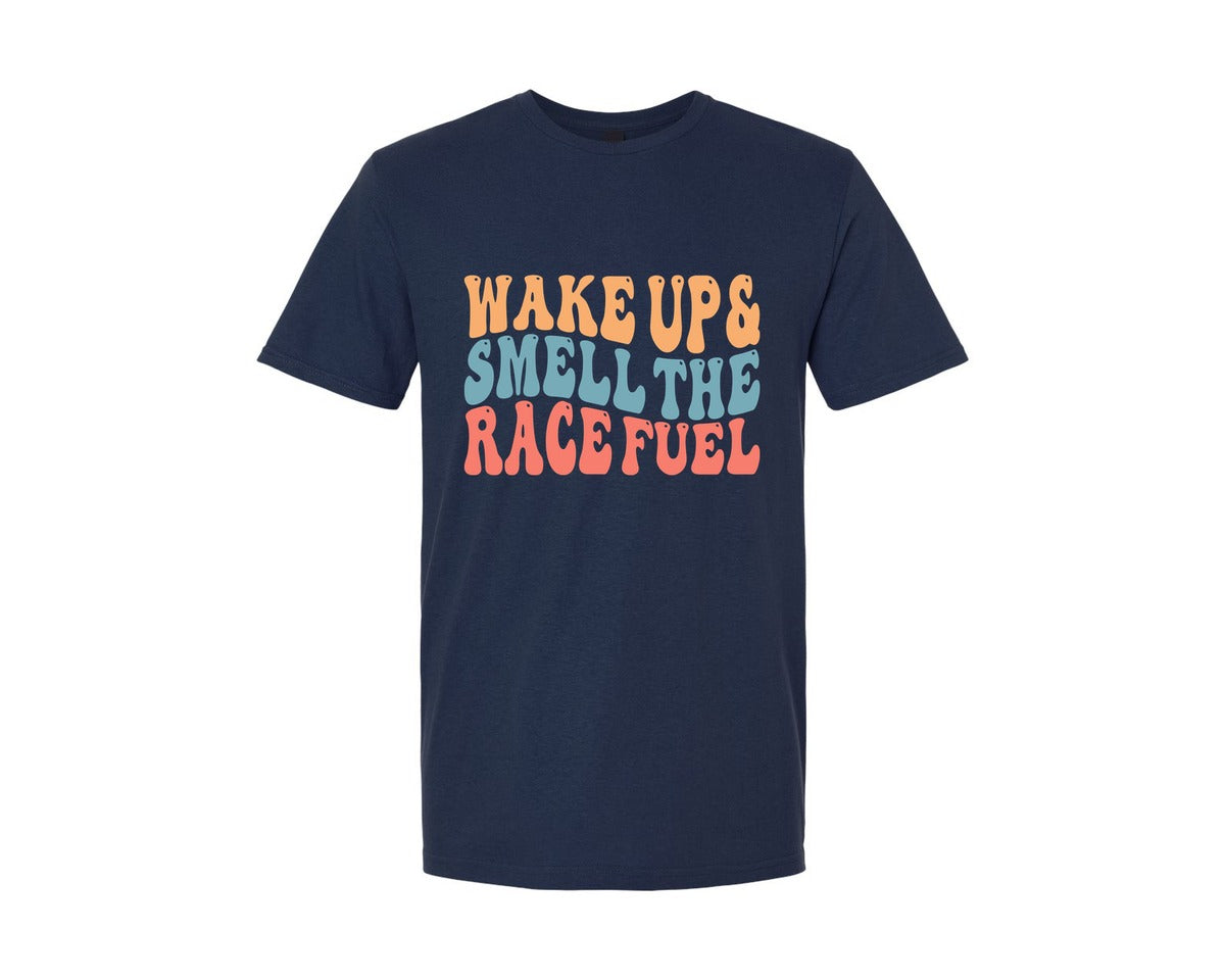 brand:Generic|color:Navy|Wake Up And Smell The Race Fuel Graphic T-Shirt