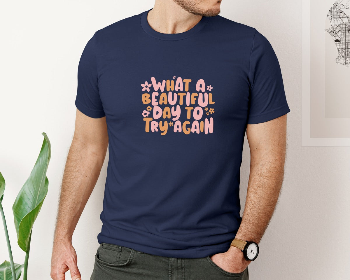 brand:Bella Canvas|color:Navy|Retro Positivity Mental Health Graphic T-Shirt