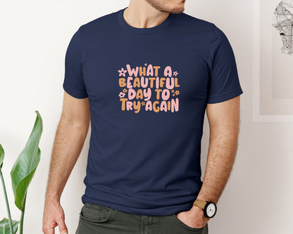 brand:Bella Canvas|color:Navy|Retro Positivity Mental Health Graphic T-Shirt