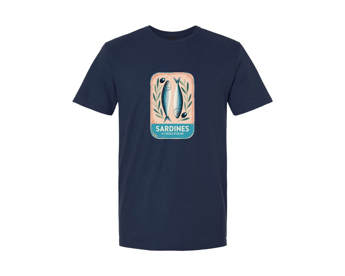brand:Generic|color:Navy|Sardines Fisherman Trendy Summer Graphic T-Shirt