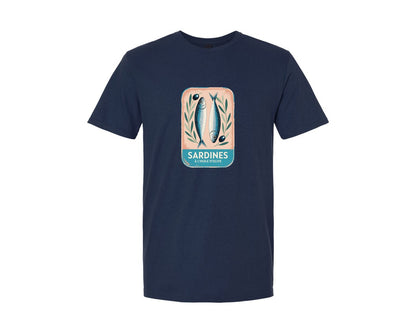 brand:Generic|color:Navy|Sardines Fisherman Trendy Summer Graphic T-Shirt