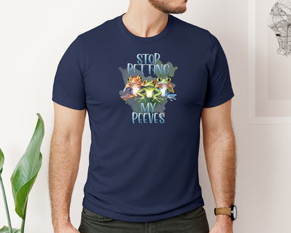 brand:Bella Canvas|color:Navy|Sarcastic Petting My Peeves Funny Frog Graphic T-Shirt