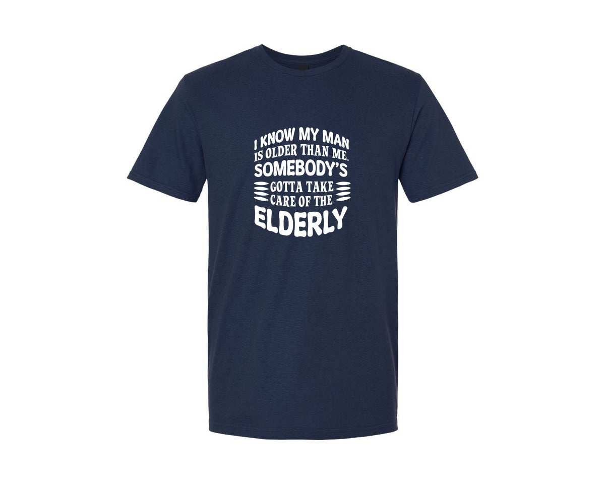 brand:Generic|color:Navy|I Know My Man Is Older Than Me Elderly Graphic T-Shirt