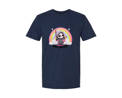 brand:Generic|color:Navy|Kick Rocks Cute Grim Reaper Graphic T-Shirt