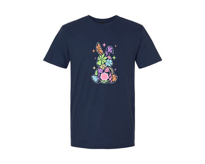 brand:Generic|color:Navy|Floral Easter Bunny Silhouette 8 Graphic T-Shirt