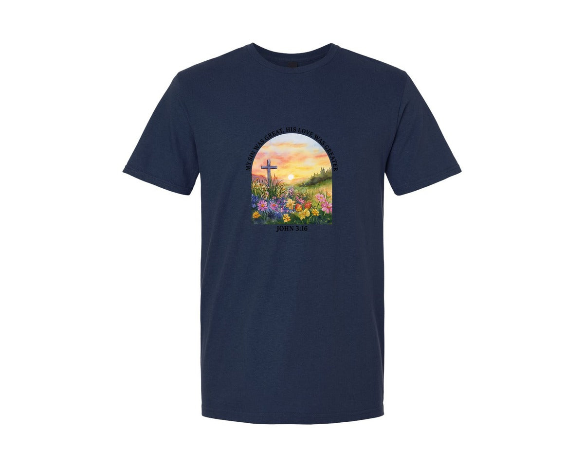 brand:Generic|color:Navy|Floral Christian Bible Verse Graphic T-Shirt