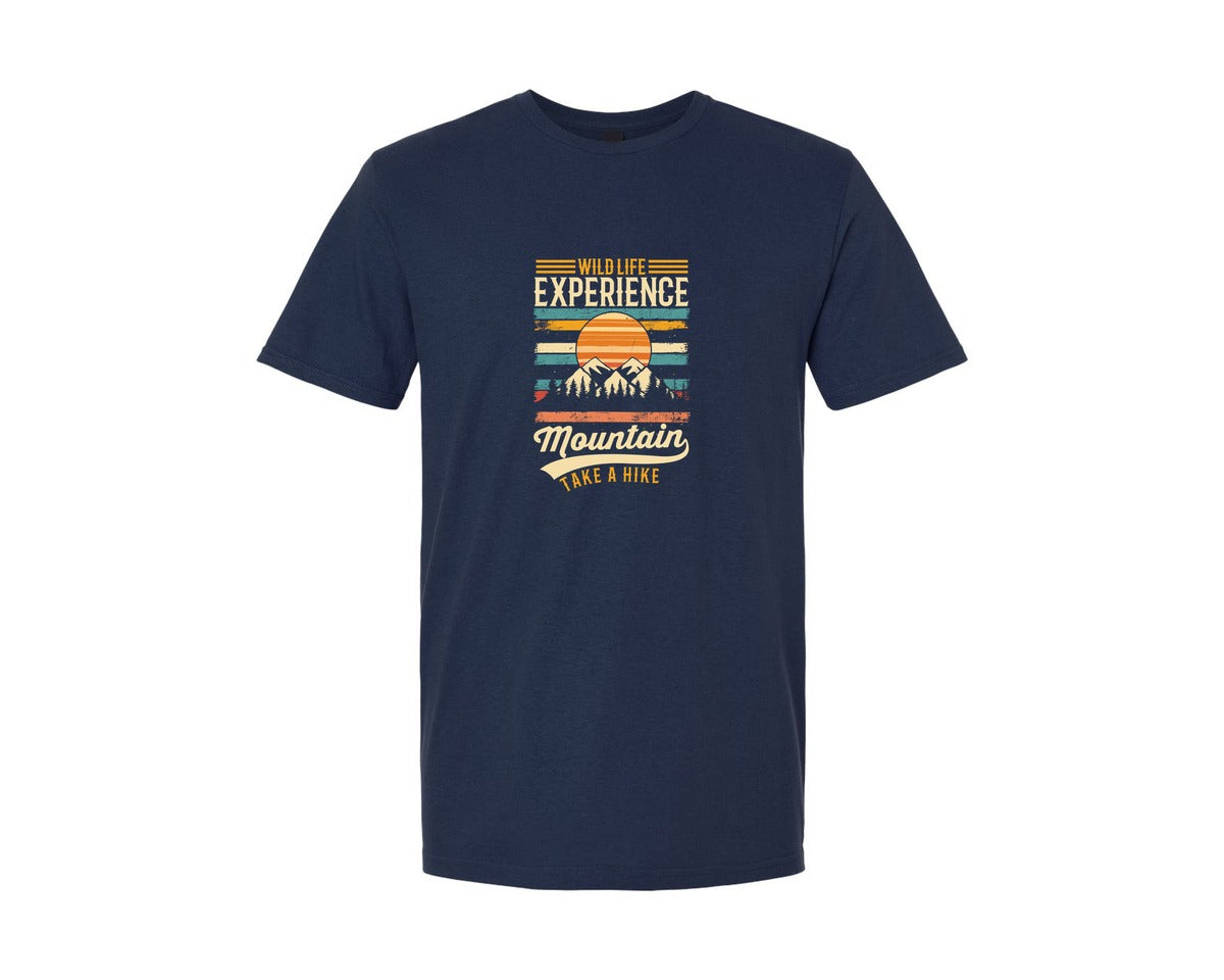 brand:Generic|color:Navy|Wild Life Experience Mountain Hiking Tee Graphic T-Shirt