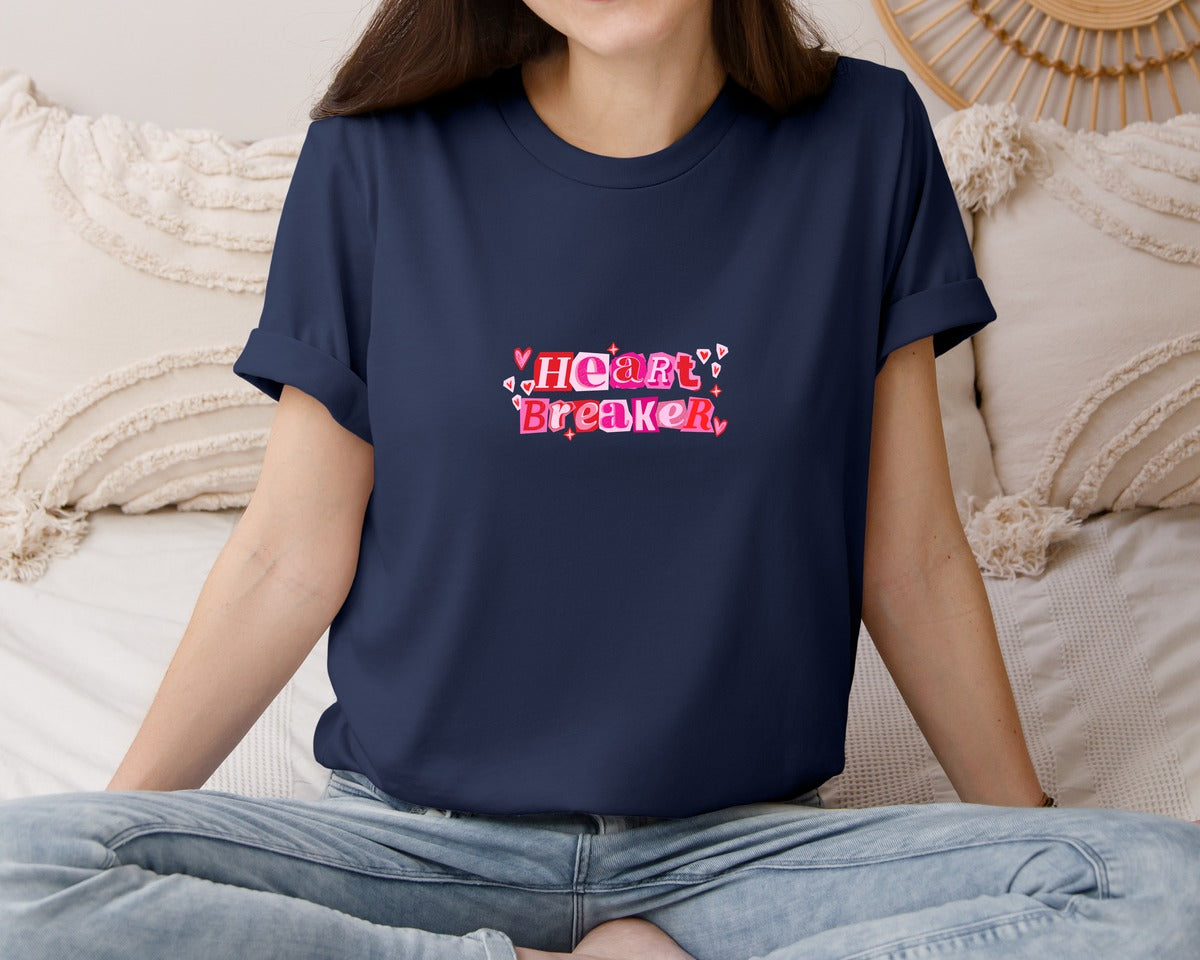 brand:Bella Canvas|color:Navy|Heart Breaker Valentine 2 Graphic T-Shirt