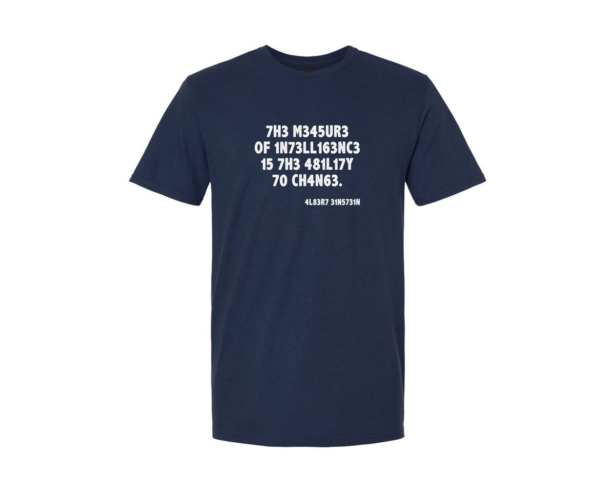 brand:Generic|color:Navy|Einstein The Measure Of Intelligence Graphic T-Shirt