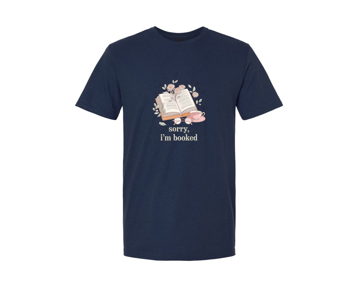 brand:Generic|color:Navy|Book Lover Sorry Im Booked Graphic T-Shirt