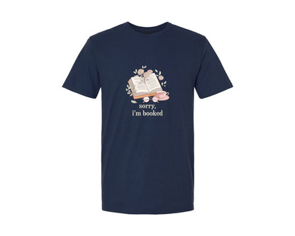 brand:Generic|color:Navy|Book Lover Sorry Im Booked Graphic T-Shirt