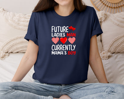 brand:Bella Canvas|color:Navy|Valentines Day Boy Cute Ladies Man Mama Graphic T-Shirt